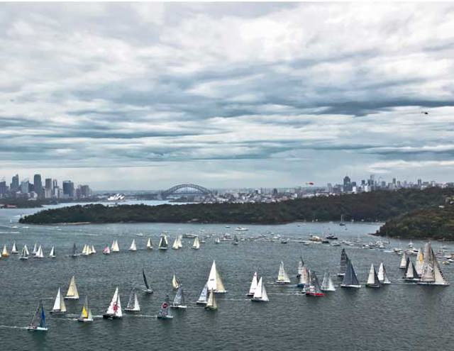 Wild Oats XI leads Investec Loyal out of Sydney Harbour