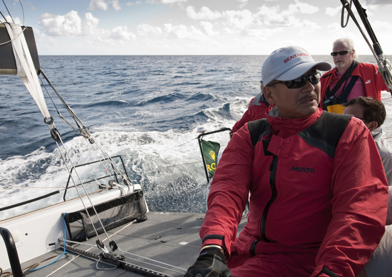 Karl Kwok onboard his previous Beau Geste during the Rolex Middle Sea Race