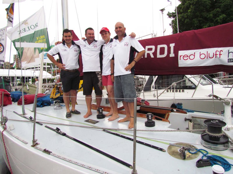 Some of the Bacardi crew onboarrd this morning at the CYCA. Credit Di Pearson