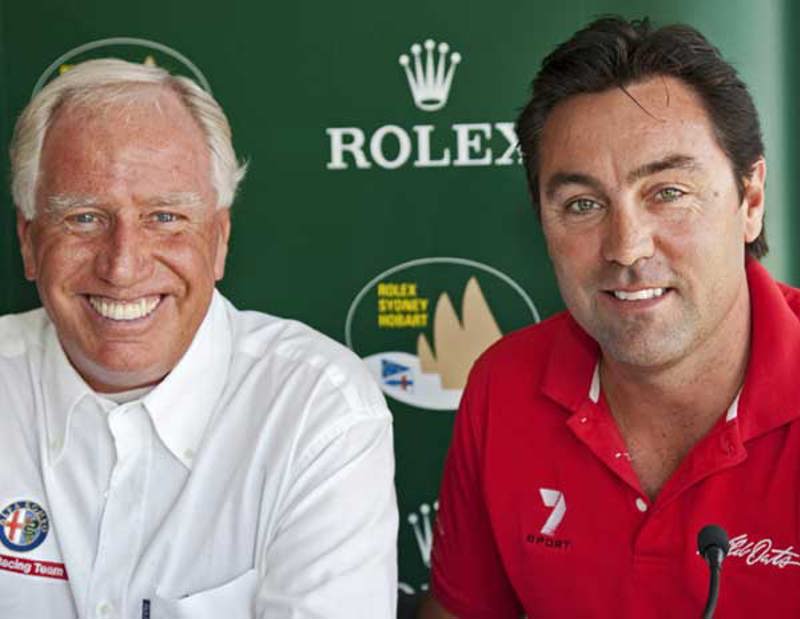 Neville Crichton, owner/skipper Alfa Romeo and Mark Richards, skipper Wild Oats XI at the press conference after the race briefing