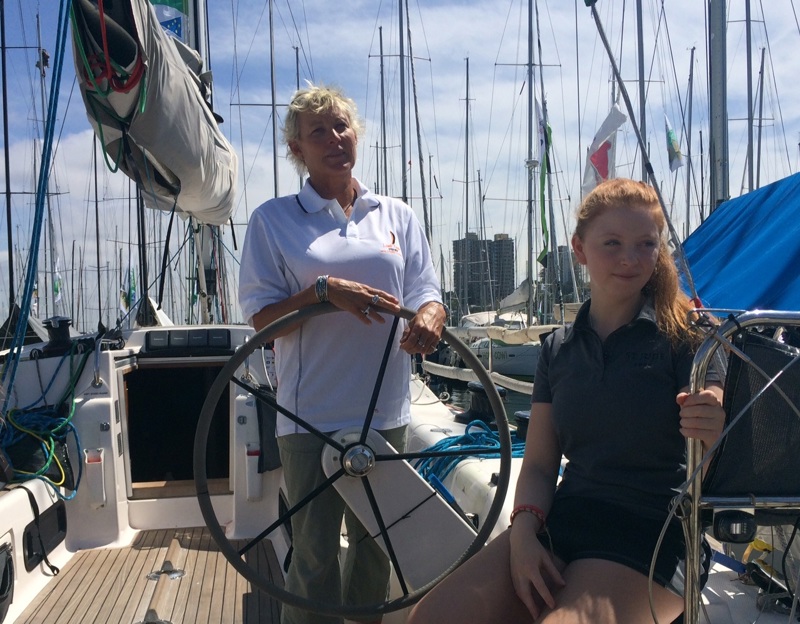 Wendy Tuck (left) one of the four women skippers in race. Emma May (right)- one of the increasing number of young women sailors in the race.