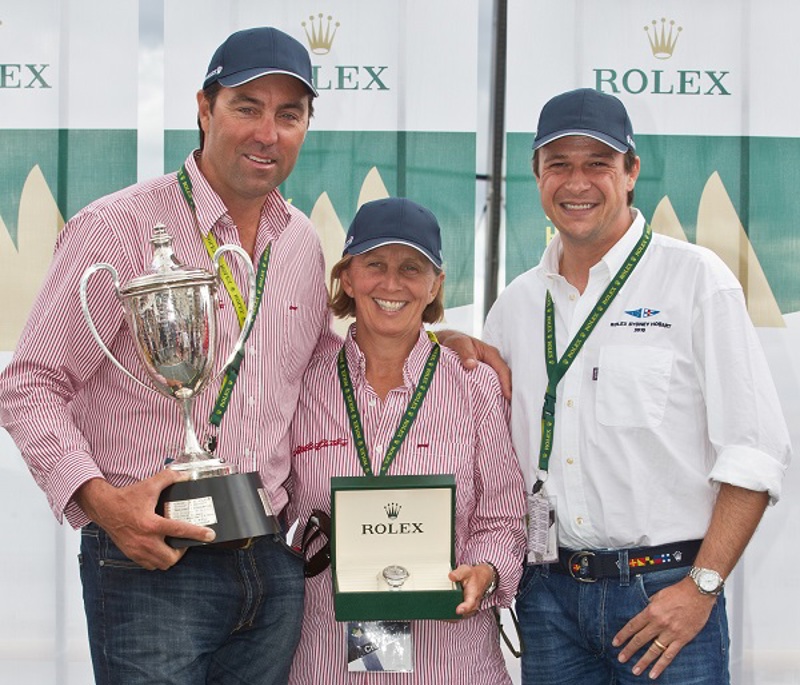 Mark Richards, Adrienne Cahalan & Rolex's Patrick Boutellier after Wild Oats past success in Rolex Sydney Hobart 