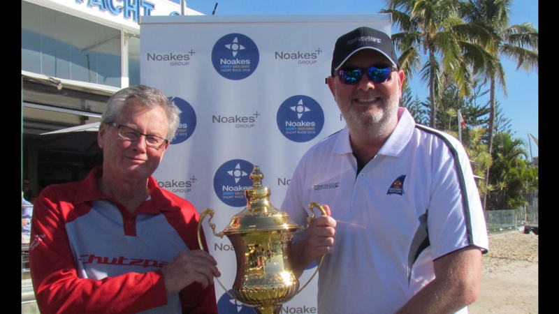 Chutzpah Skipper Bruce Taylor (left) with CYCA Commodore Paul Billingham