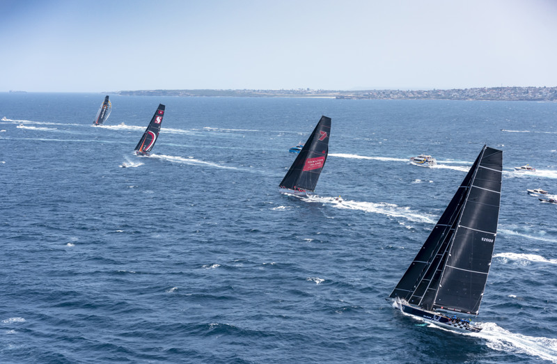 The five super maxis are in close quarters off the Victorian coast. 