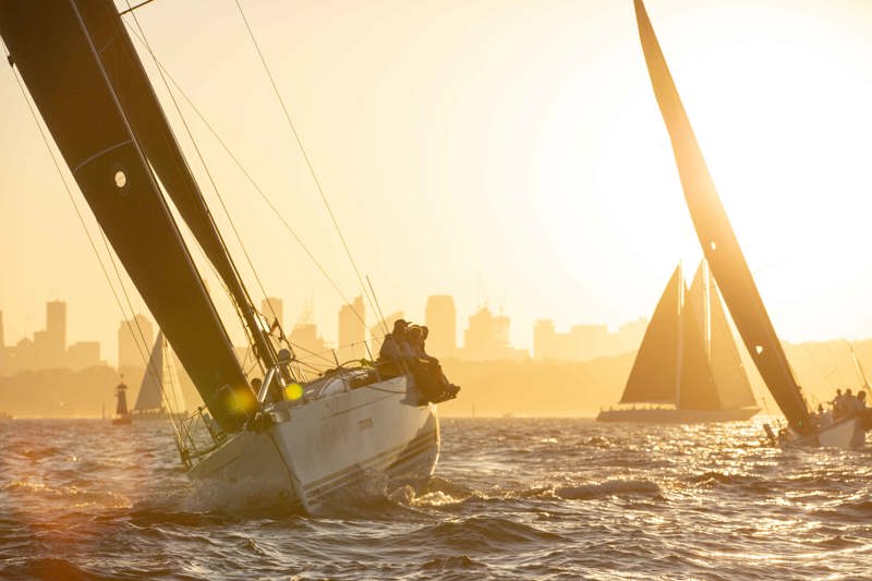 XS Moment racing in close quarters with her 40-foot rivals after the Audi Centre Sydney Cabbage Tree Island Race start Credit - CYCA/Hamish Hardy.