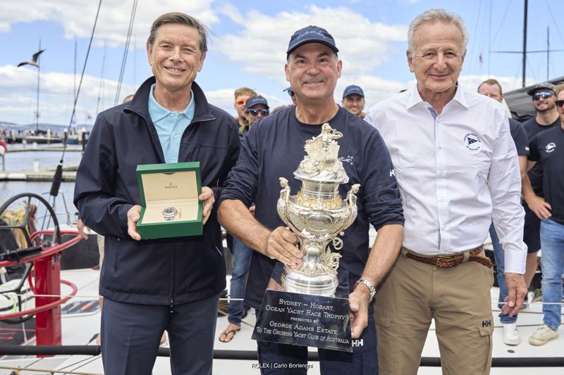 Laurent Delanney, Rolex SA, Sam Haynes, skipper of Celestial V70 and Commodore of CYCA and David Jacobs, Vice Commodore of CYCA
