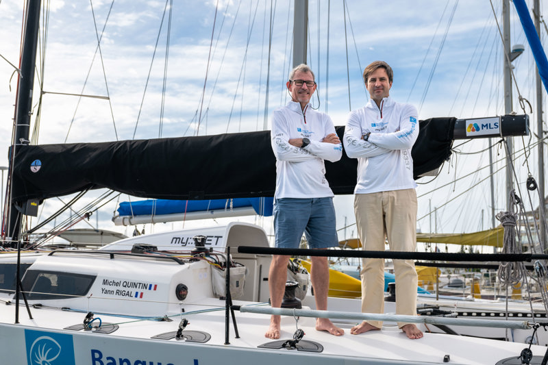 Co-skippers Yann Rigal and Michael Quintin standing shoulder to shoulder ahead of the RSHYR.  Image: CYCA | Ashley Dart