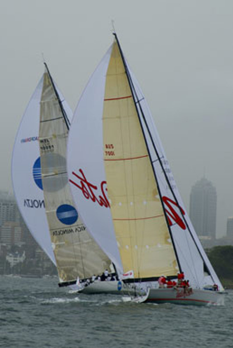 Wild Oats chasing Konica Minolta in the 2004 Canon Big Boat Challenge