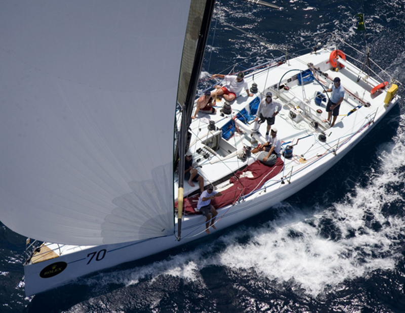 Syd Fischer's Ragamuffin crossing Bass Strait in the 2005 Rolex Sydney Hobart