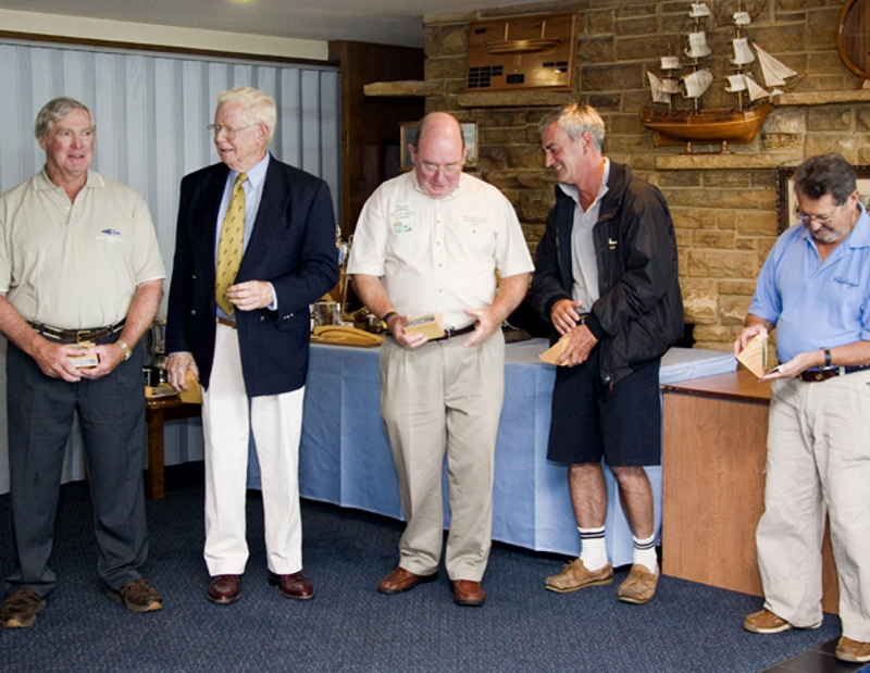 Bernie Case (40 Rolex Sydney Hobarts), Richard 'Sightie' Hammond (40), Tony Cable (42),  Tony Nicholas, who accepted the medallion on behalf of the late John Bennetto (44), and Lou Abrahams (42)