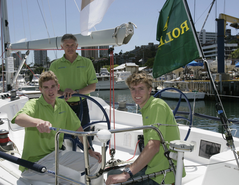 Mark Langford, Graeme Wood and Will Ryan on board Wot's Next at the official launch of the Rolex Sydney Hobar