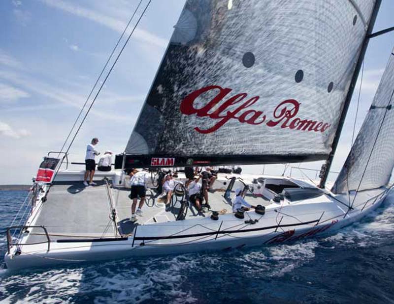 Neville Crichton's 71 foot pocket maxi Alfa Romeo III racing in the 2009 Copa del Rey Audi Mapfre