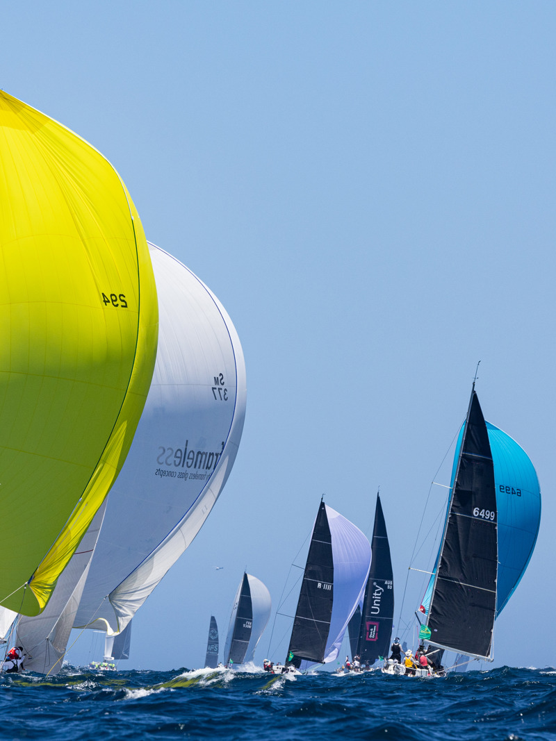 The fleet during the start of the 2024 Rolex Sydney Hobart
