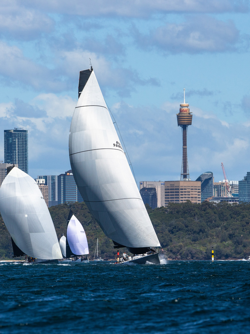 No Limit leading Smuggler down Sydney Harbour.   Image: CYCA | Ashley Dart