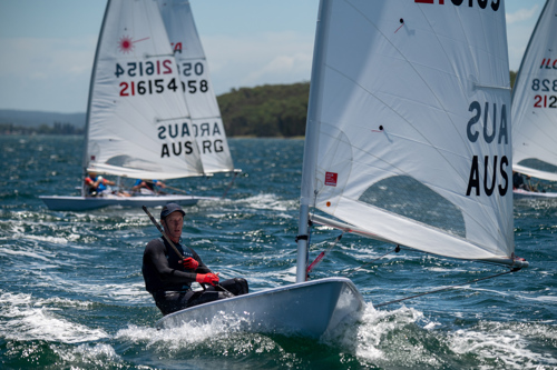 Jules Hall during a Laser race.
